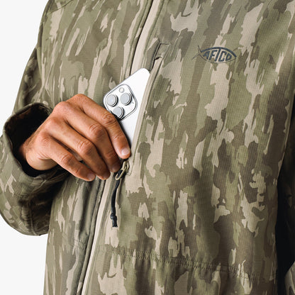 AFTCO Reaper Tactical Zip Up Camo Softshell Jacket Storm Camo