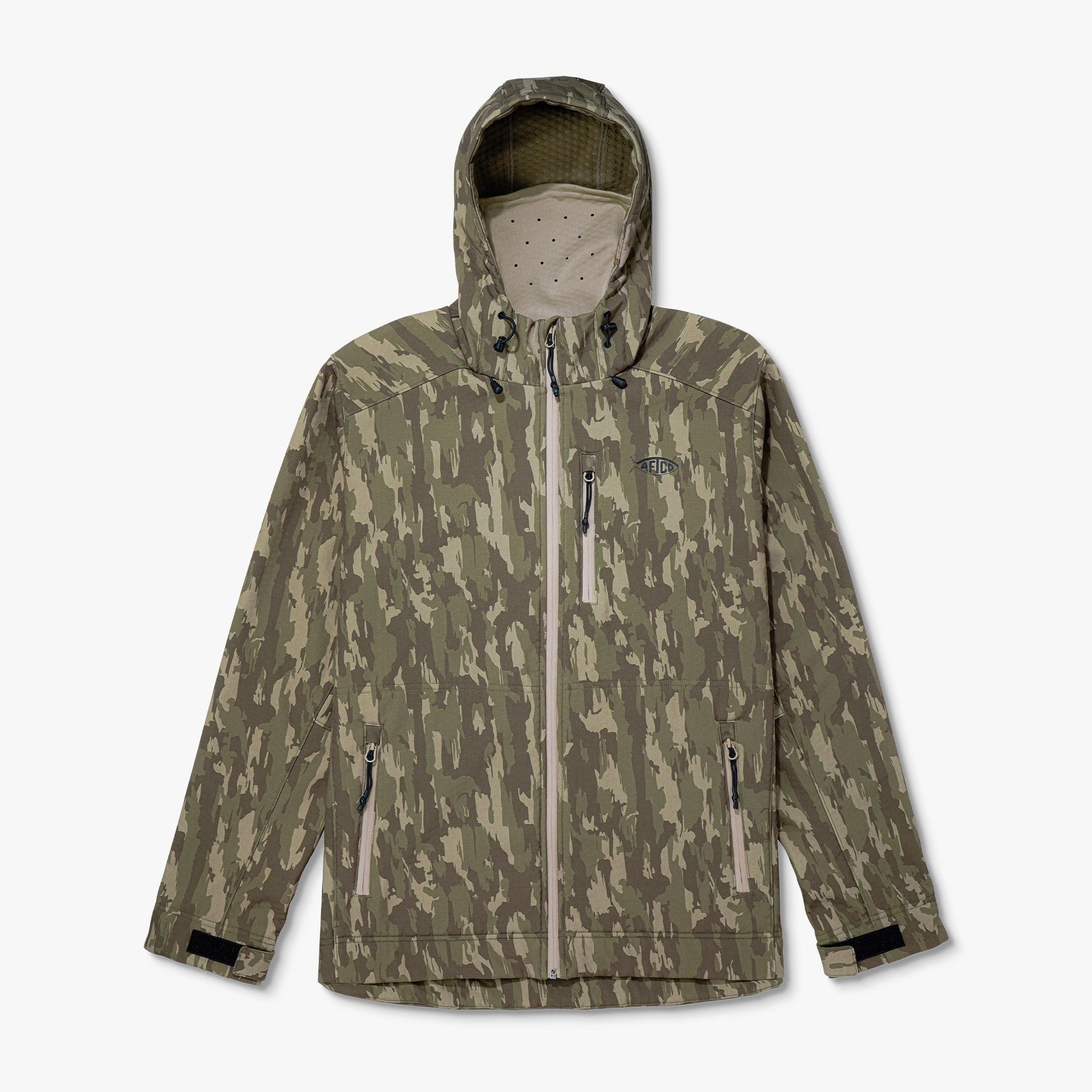 AFTCO Reaper Tactical Zip Up Camo Softshell Jacket Storm Camo