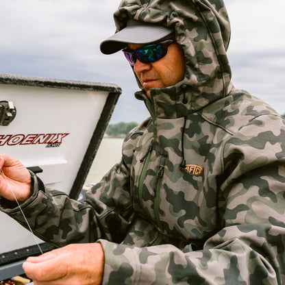 AFTCO Reaper Tactical Zip Up Camo Softshell Jacket Storm Camo