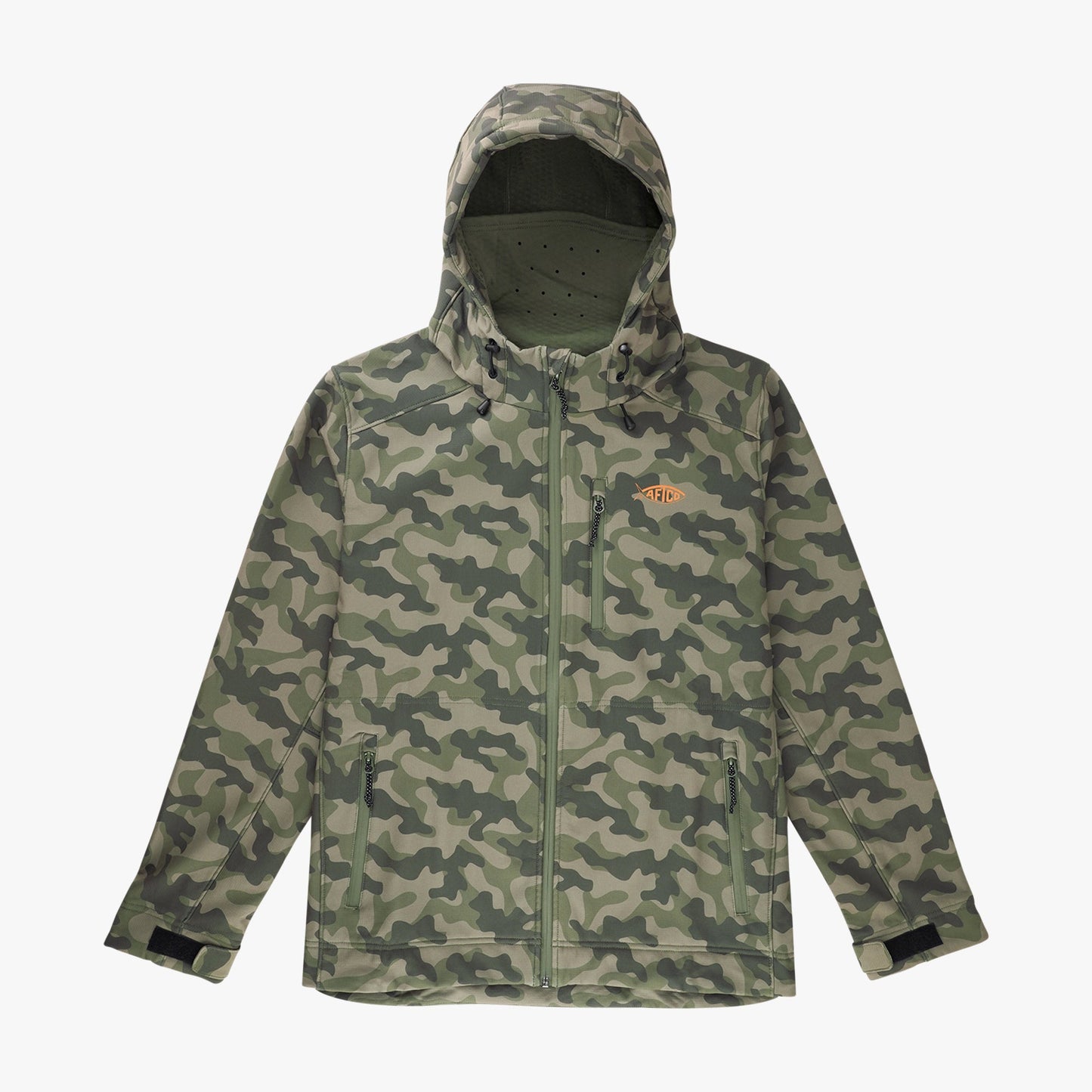 AFTCO Reaper Tactical Zip Up Camo Softshell Jacket Storm Camo
