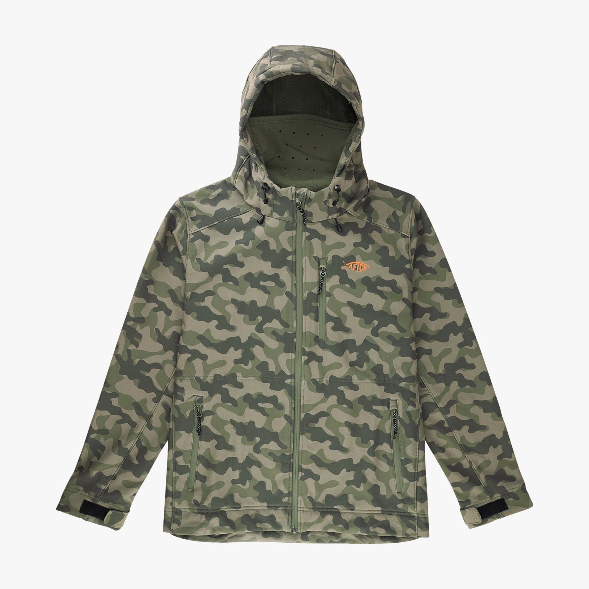 AFTCO Reaper Tactical Zip Up Camo Softshell Jacket Storm Camo