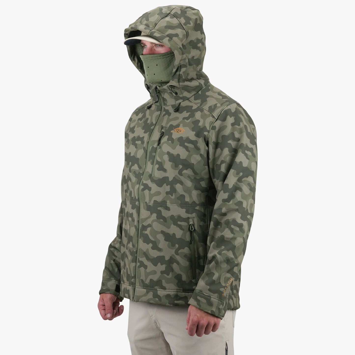 AFTCO Reaper Tactical Zip Up Camo Softshell Jacket Storm Camo
