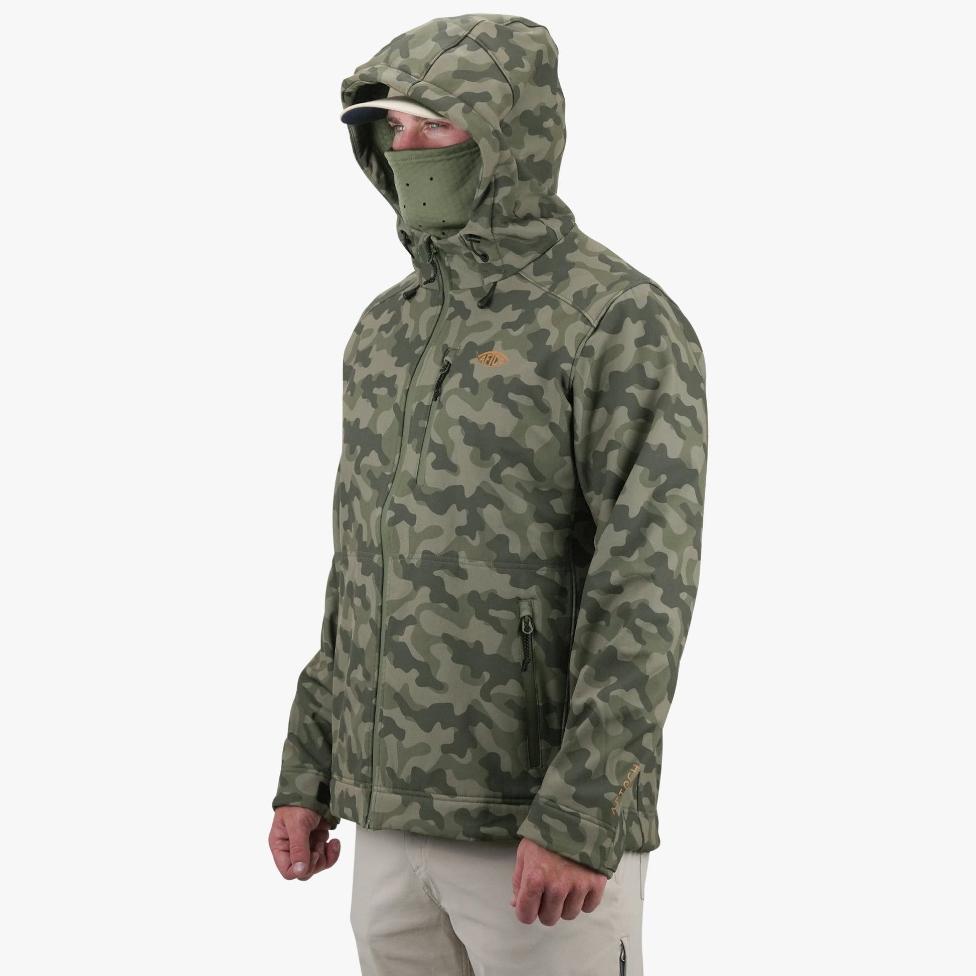 AFTCO Reaper Tactical Zip Up Camo Softshell Jacket Storm Camo