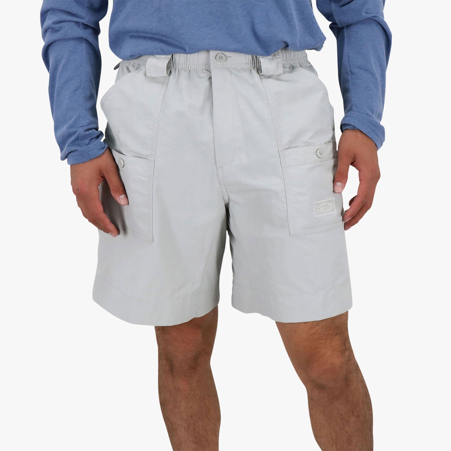 AFTCO Original Mens Fishing Shorts Long - Limited Colors Silver