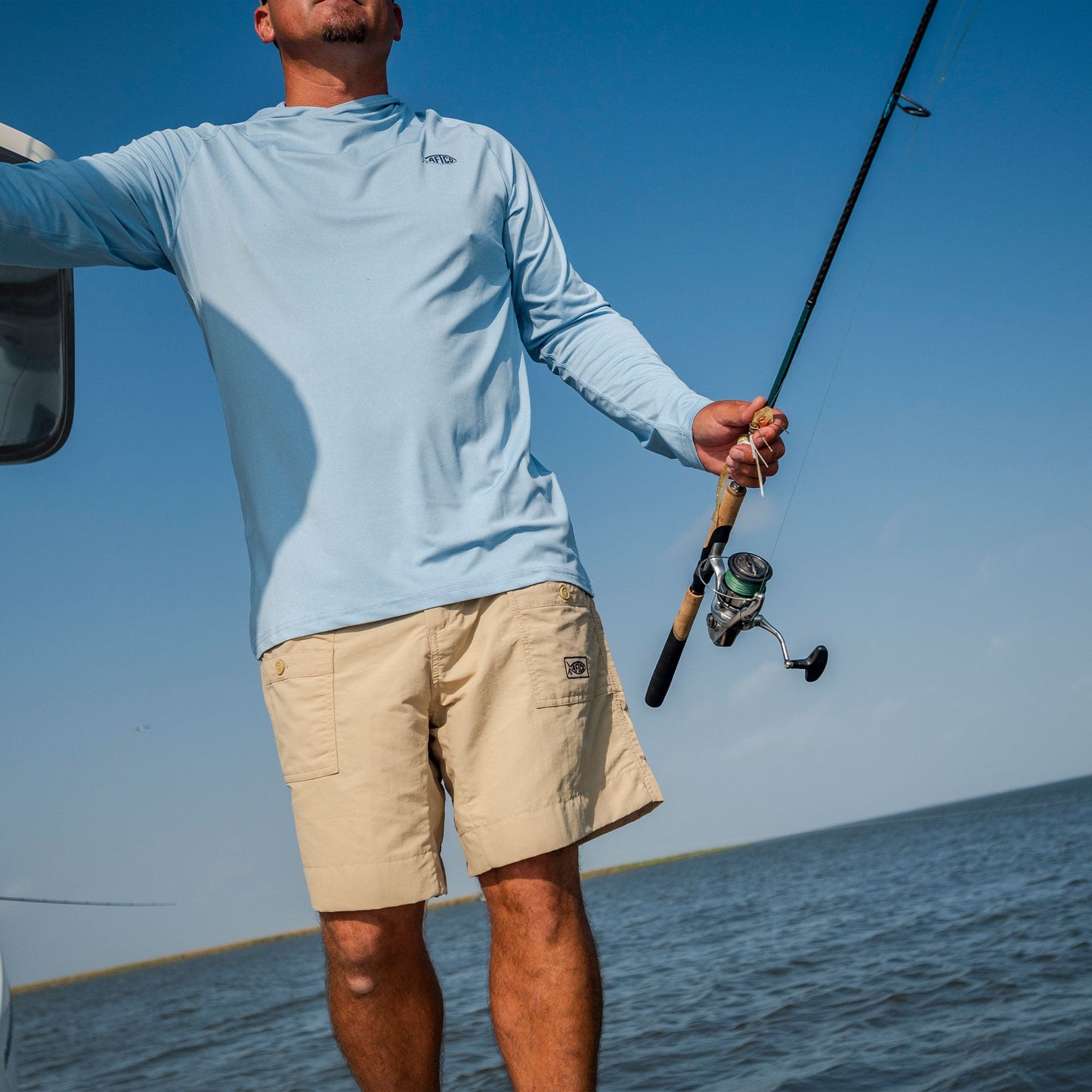 AFTCO Original Mens Fishing Shorts Long - Limited Colors Silver