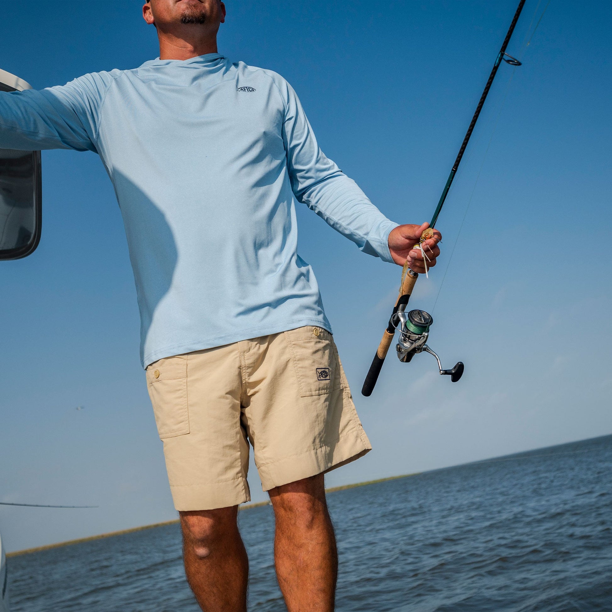 AFTCO Original Mens Fishing Shorts Long - Limited Colors Silver