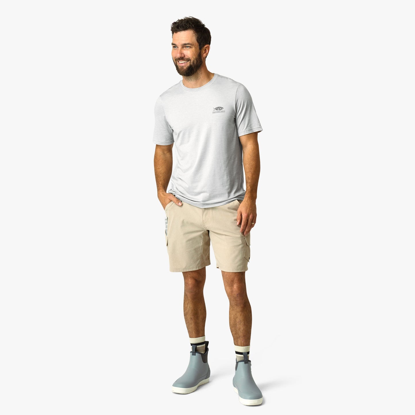 AFTCO United Short Sleeve Sun Protection Shirt Athletic Heather