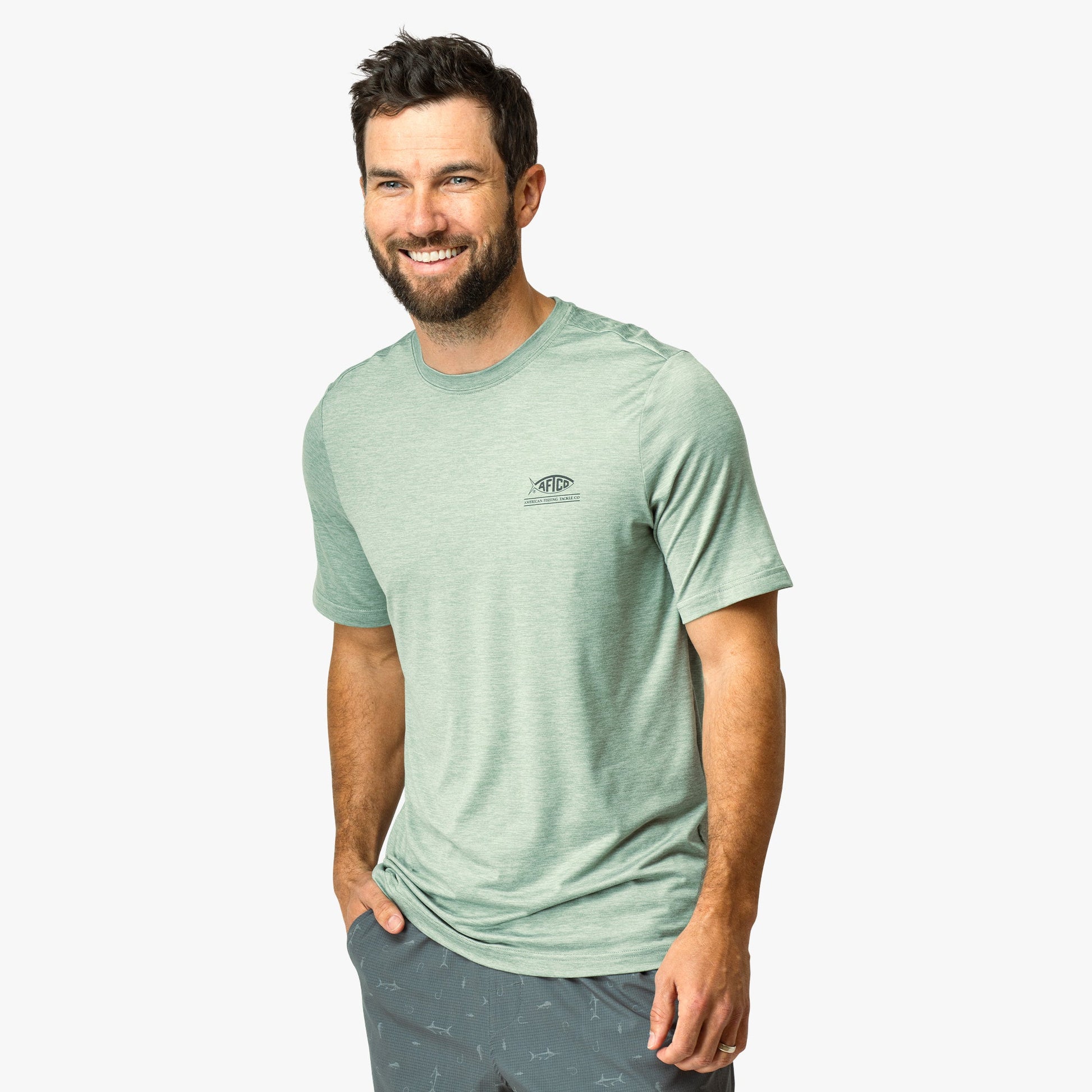 AFTCO United Short Sleeve Sun Protection Shirt Athletic Heather