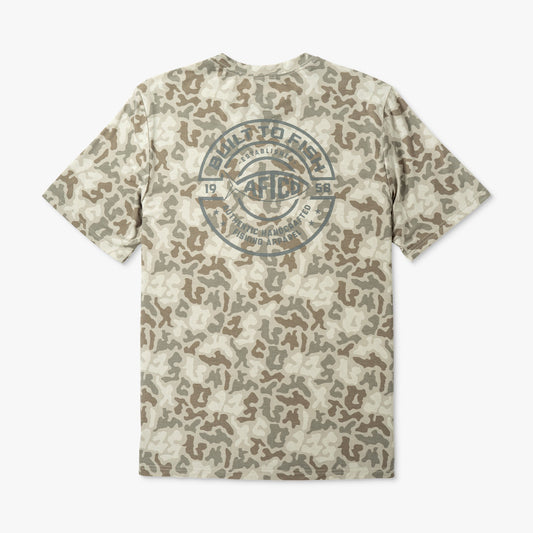 AFTCO Ocean Bound Printed Short Sleeve Fishing Shirts Sand Grouper Camo