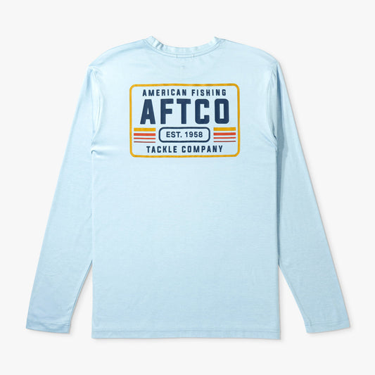 AFTCO License Plate Long Sleeve Sun Protection Shirt Airy Blue Heather