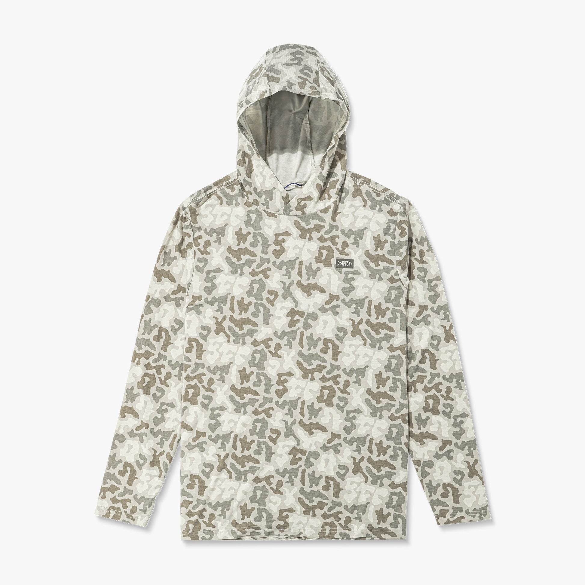 AFTCO Ocean Bound Hooded Performance Shirt Sand Grouper Camo