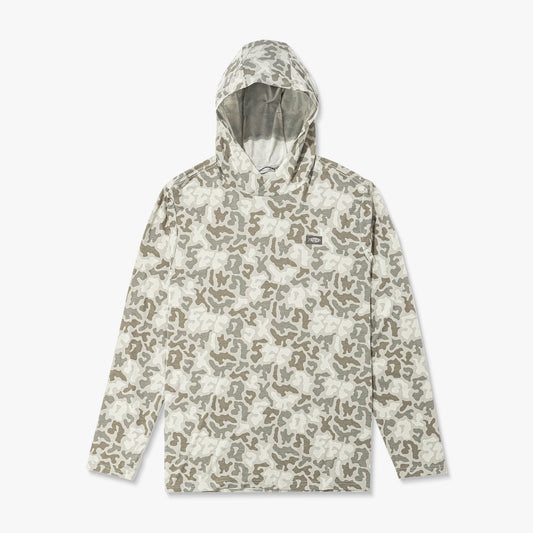 AFTCO Ocean Bound Hooded Performance Shirt Sand Grouper Camo