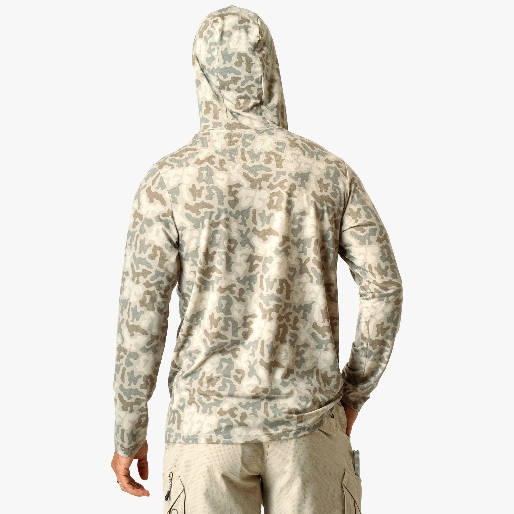AFTCO Ocean Bound Hooded Performance Shirt Sand Grouper Camo