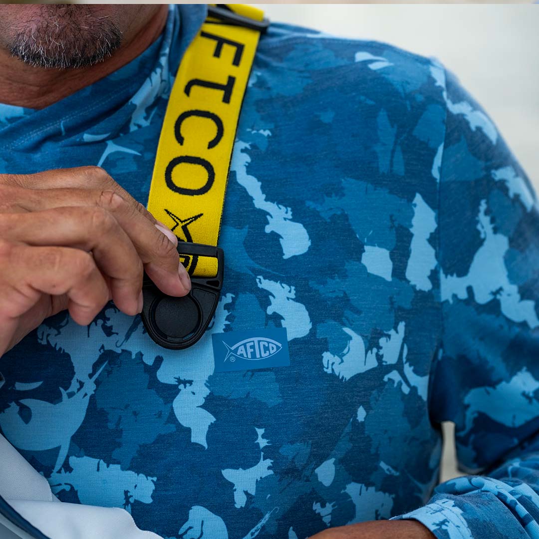 AFTCO Ocean Bound Hooded Performance Shirt Sand Grouper Camo