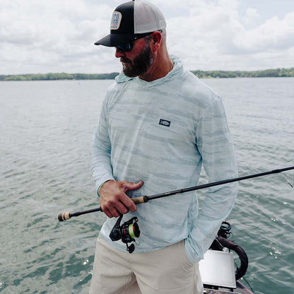 AFTCO Ocean Bound Hooded Performance Shirt Sand Grouper Camo