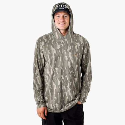 AFTCO Ocean Bound Hooded Performance Shirt Sand Grouper Camo