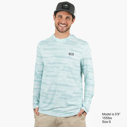 AFTCO Ocean Bound Hooded Performance Shirt Sand Grouper Camo