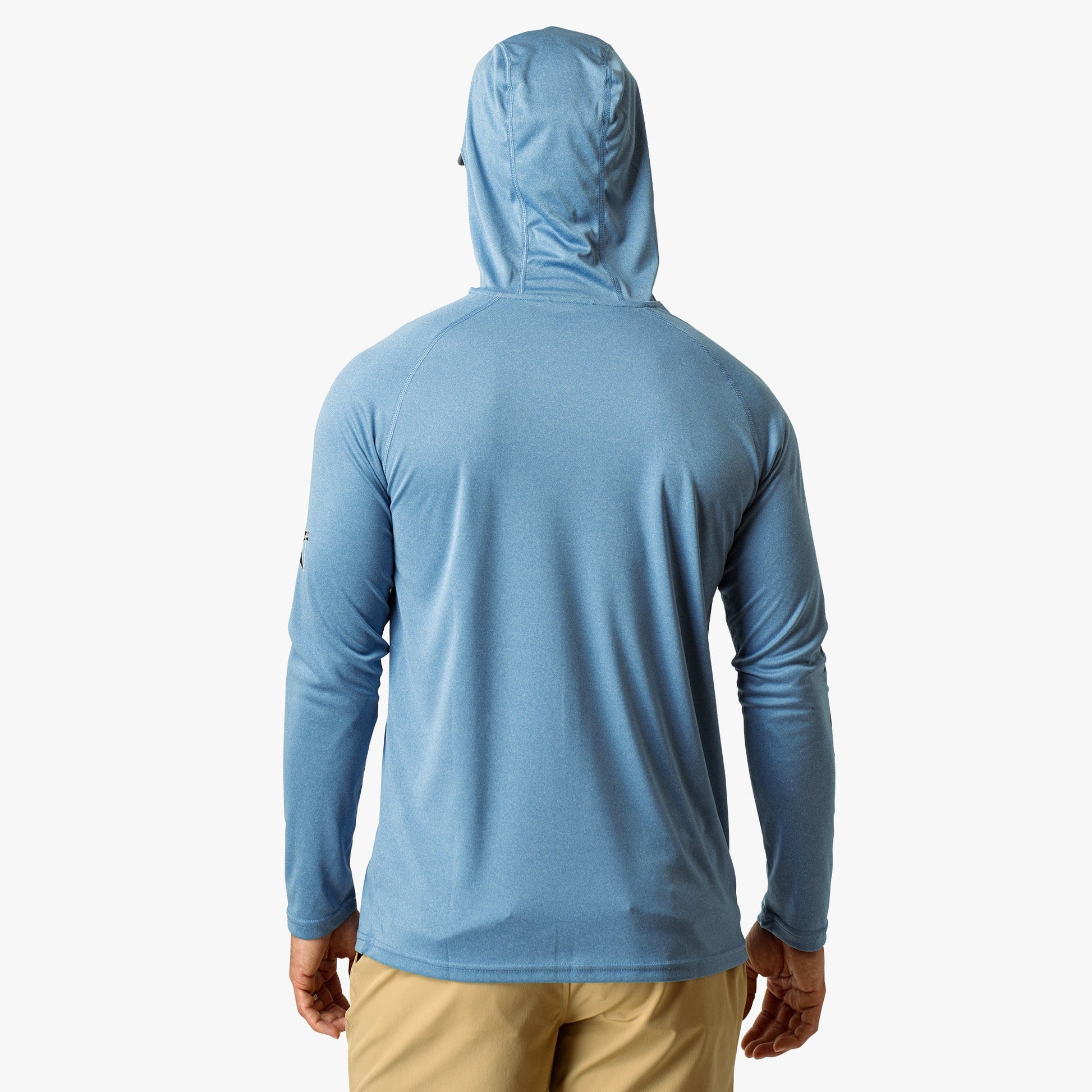 AFTCO Jason Christie's Hooded LS Bass Fishing Performance Shirt Blue Shadow Heather