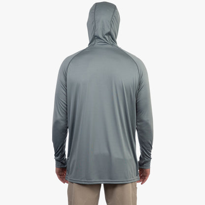 AFTCO Jason Christie's Hooded LS Bass Fishing Performance Shirt Blue Shadow Heather