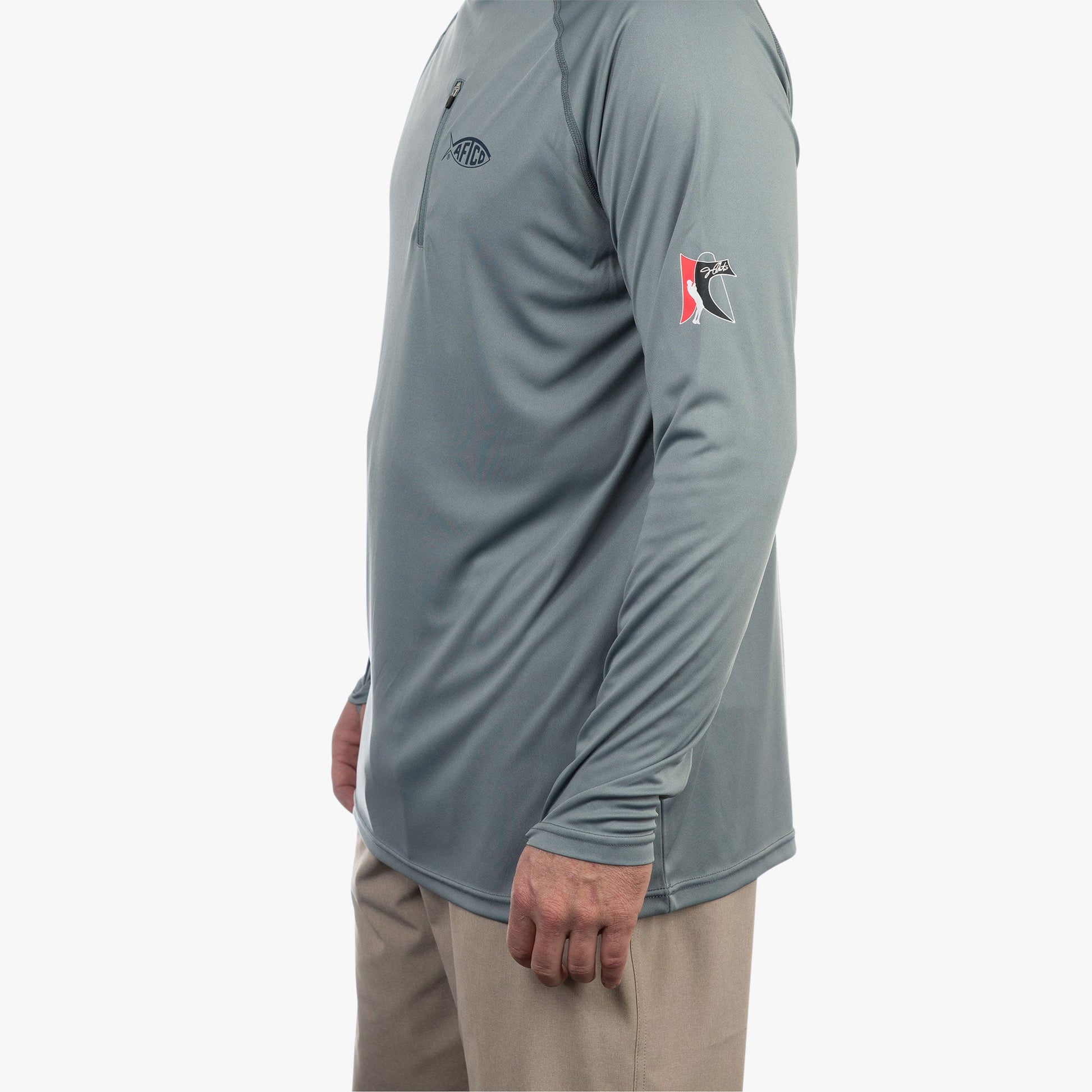 AFTCO Jason Christie's Hooded LS Bass Fishing Performance Shirt Blue Shadow Heather