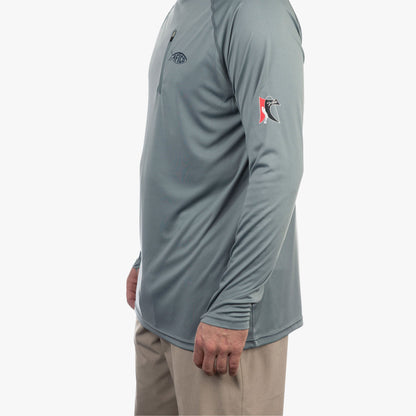 AFTCO Jason Christie's Hooded LS Bass Fishing Performance Shirt Blue Shadow Heather