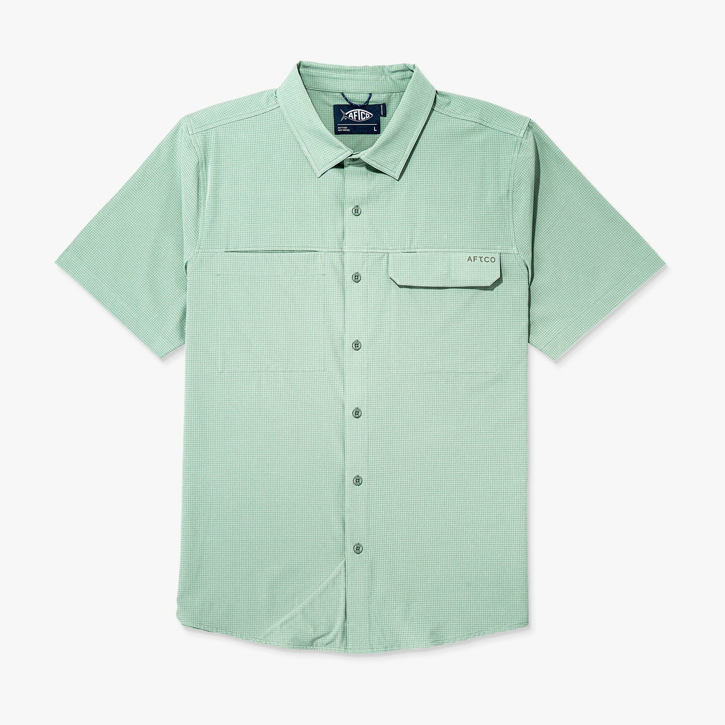 AFTCO Air O Mesh SS Button Down Fishing Shirt Bay Leaf