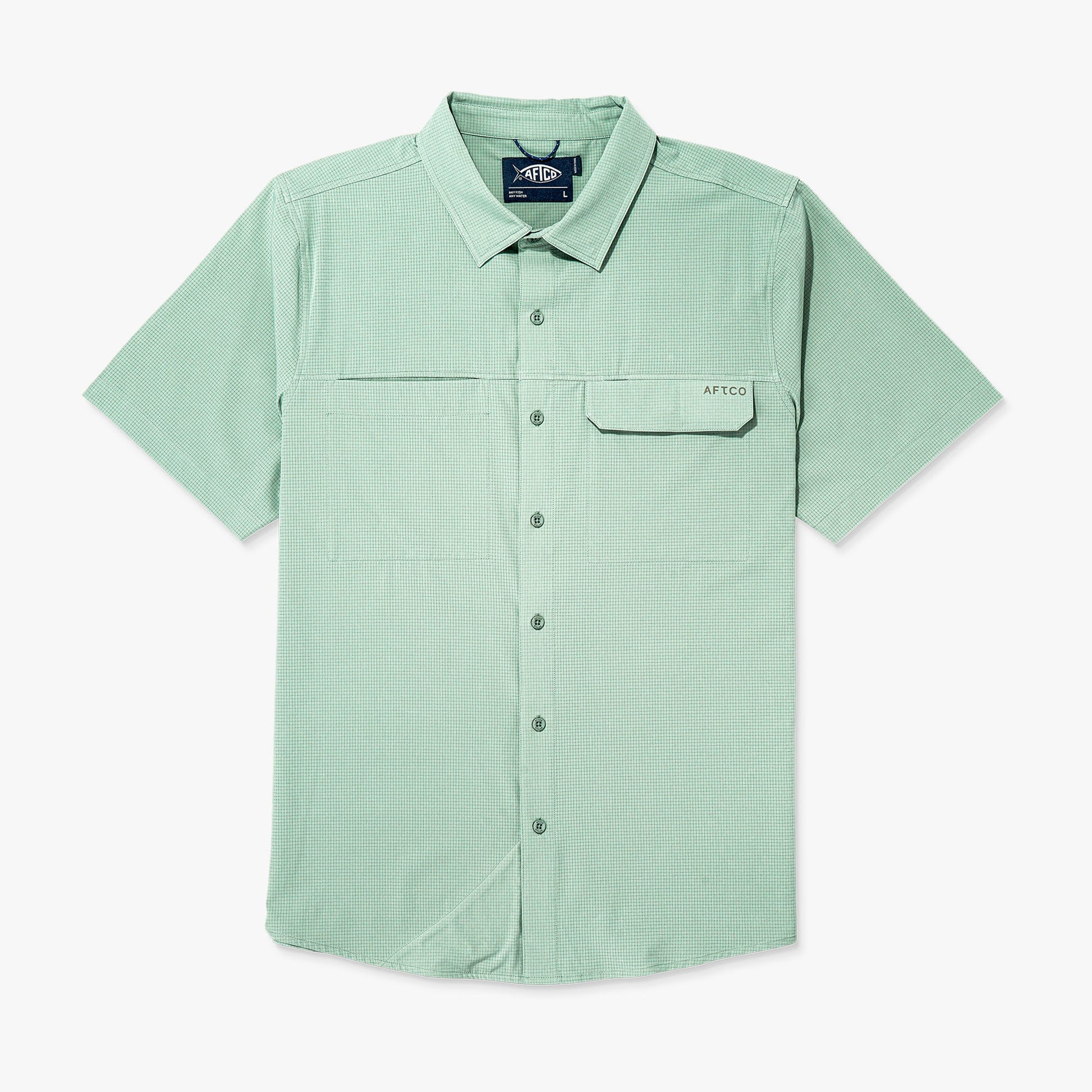 AFTCO Air O Mesh SS Button Down Fishing Shirt Bay Leaf