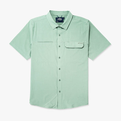 AFTCO Air O Mesh SS Button Down Fishing Shirt Bay Leaf