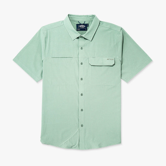 AFTCO Air O Mesh SS Button Down Fishing Shirt Bay Leaf