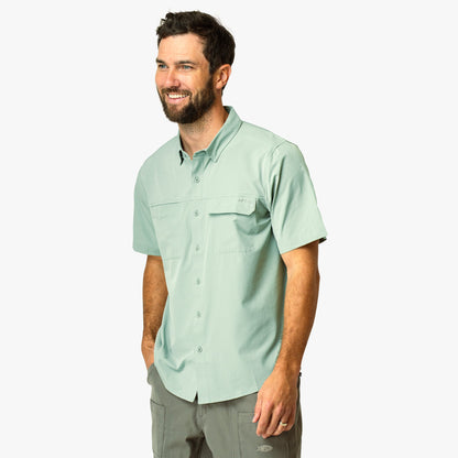 AFTCO Air O Mesh SS Button Down Fishing Shirt Bay Leaf