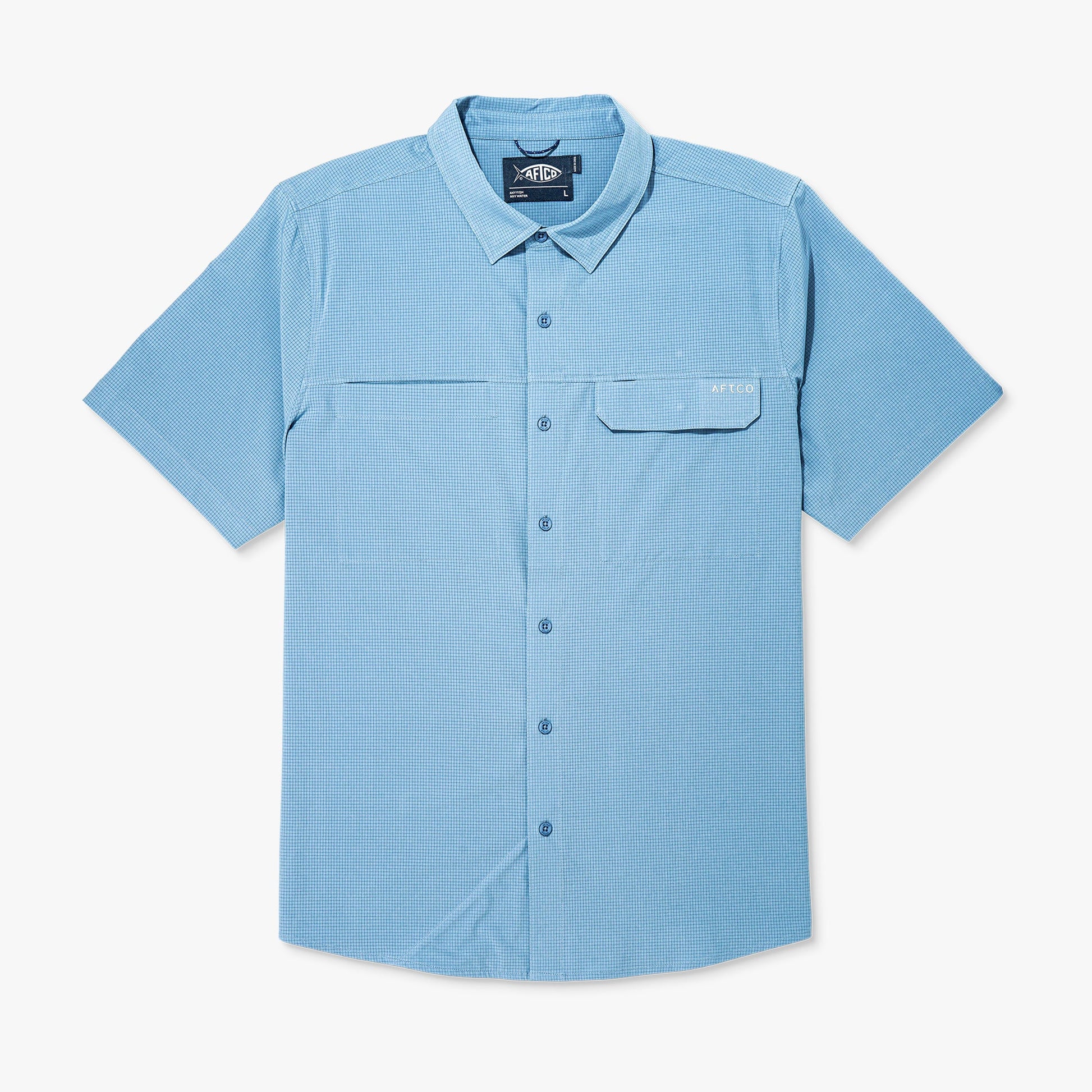 AFTCO Air O Mesh SS Button Down Fishing Shirt Bay Leaf