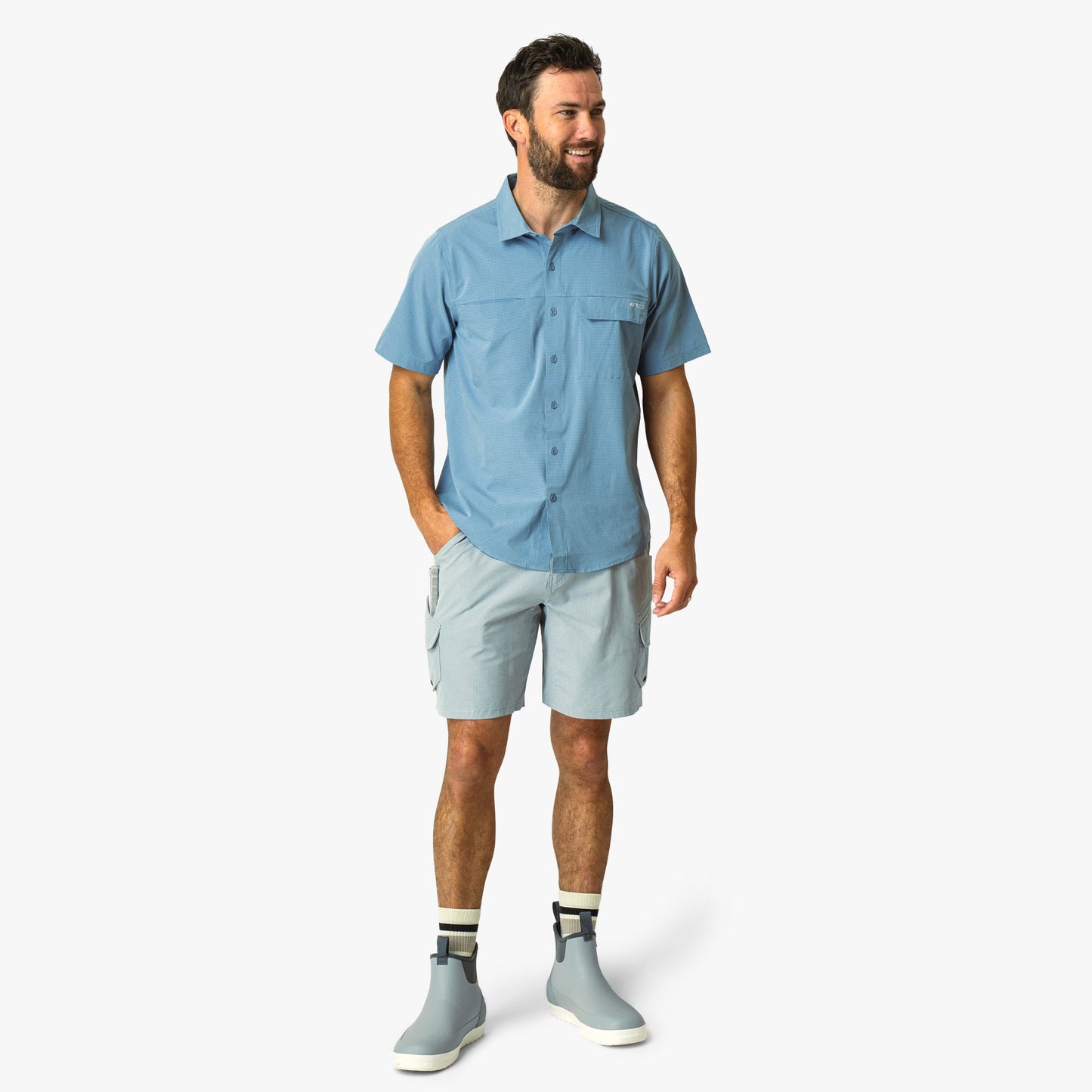 AFTCO Air O Mesh SS Button Down Fishing Shirt Bay Leaf