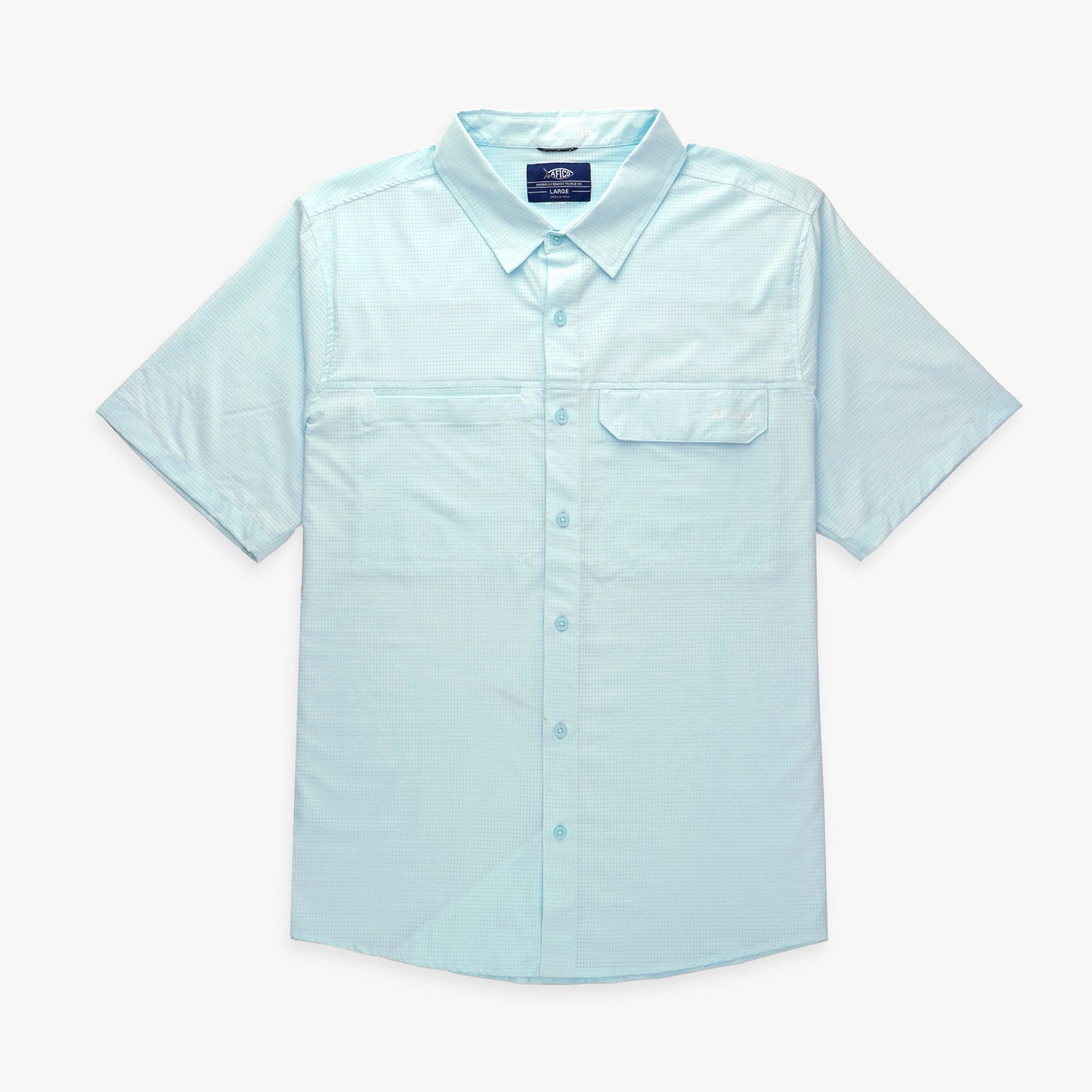 AFTCO Air O Mesh SS Button Down Fishing Shirt Bay Leaf