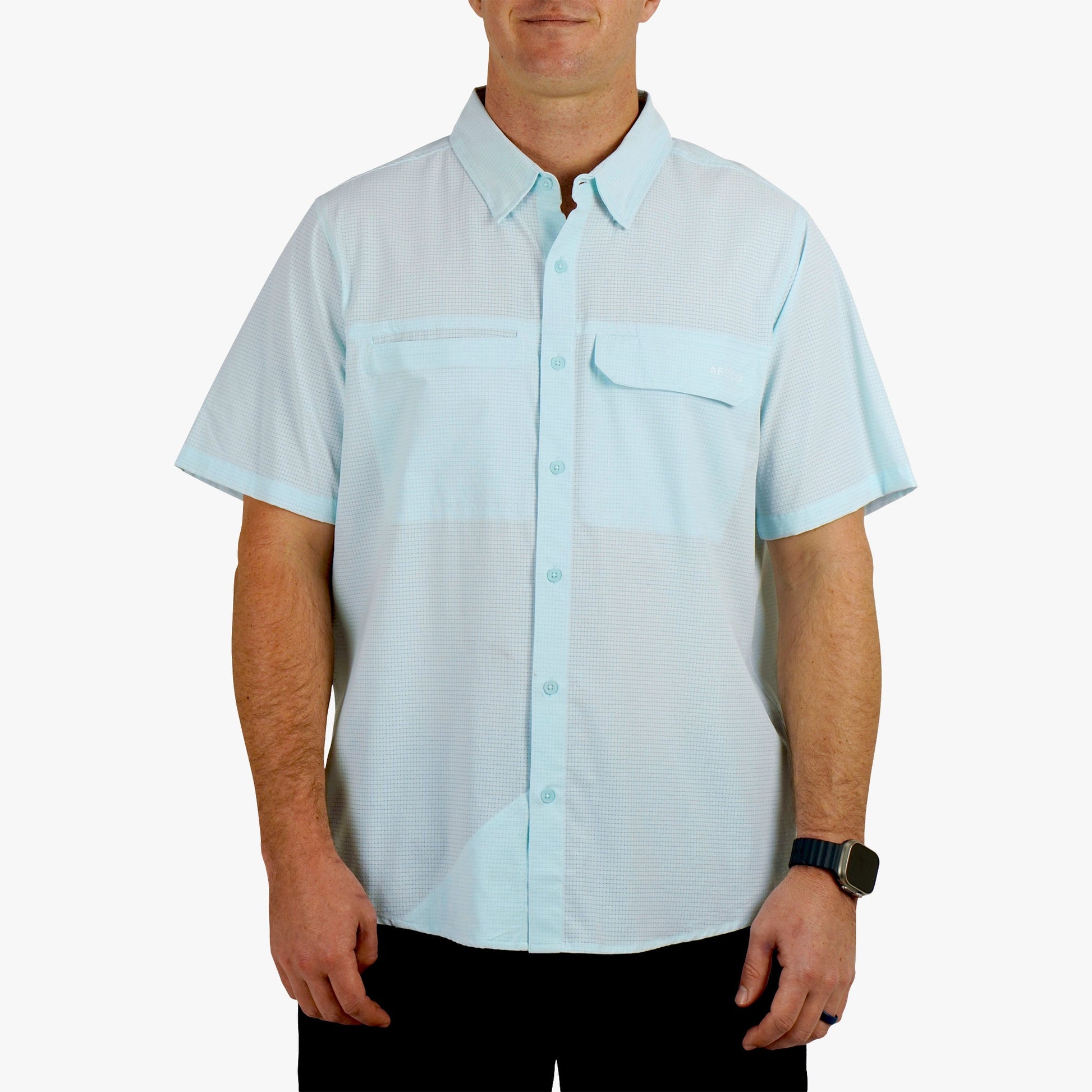 AFTCO Air O Mesh SS Button Down Fishing Shirt Bay Leaf