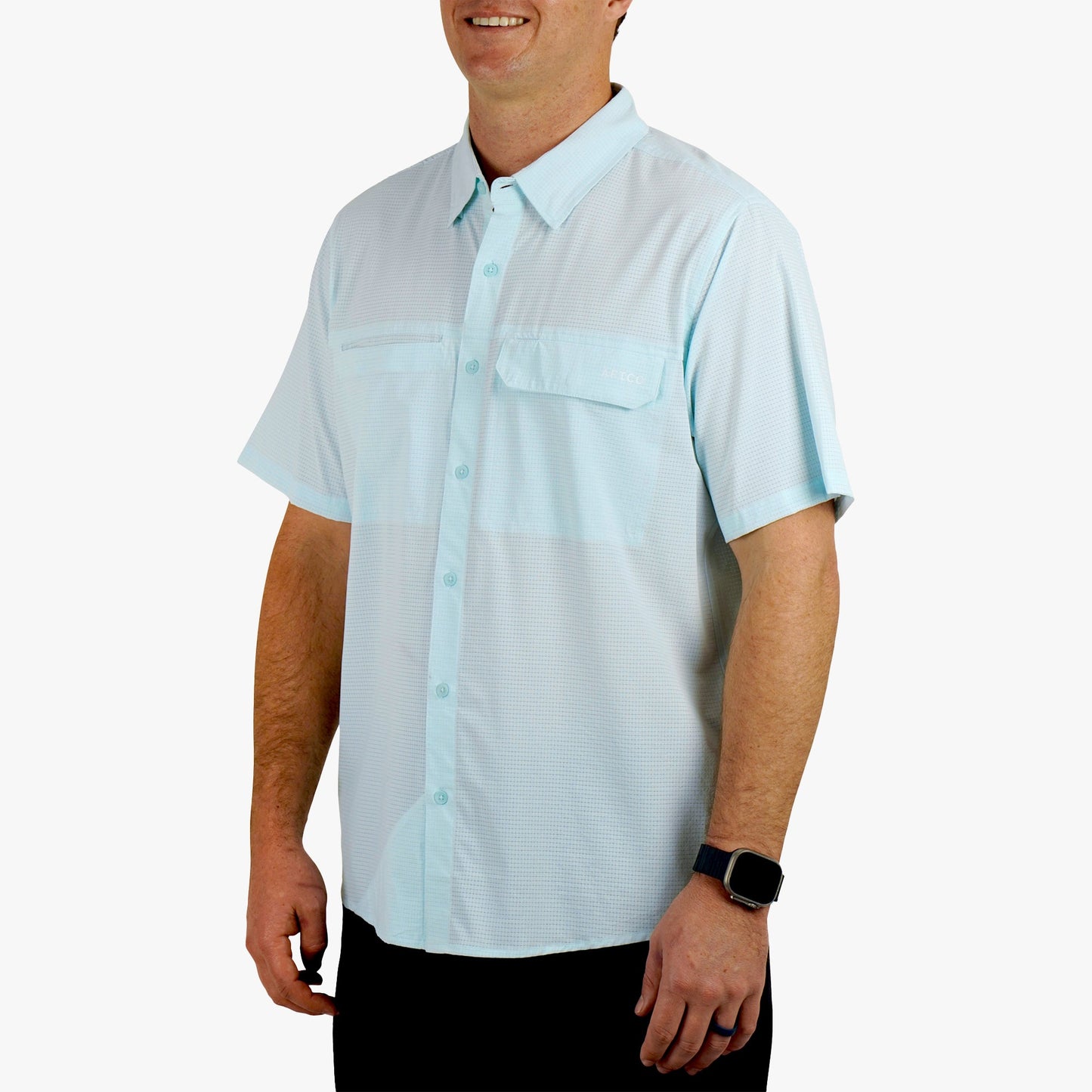 AFTCO Air O Mesh SS Button Down Fishing Shirt Bay Leaf