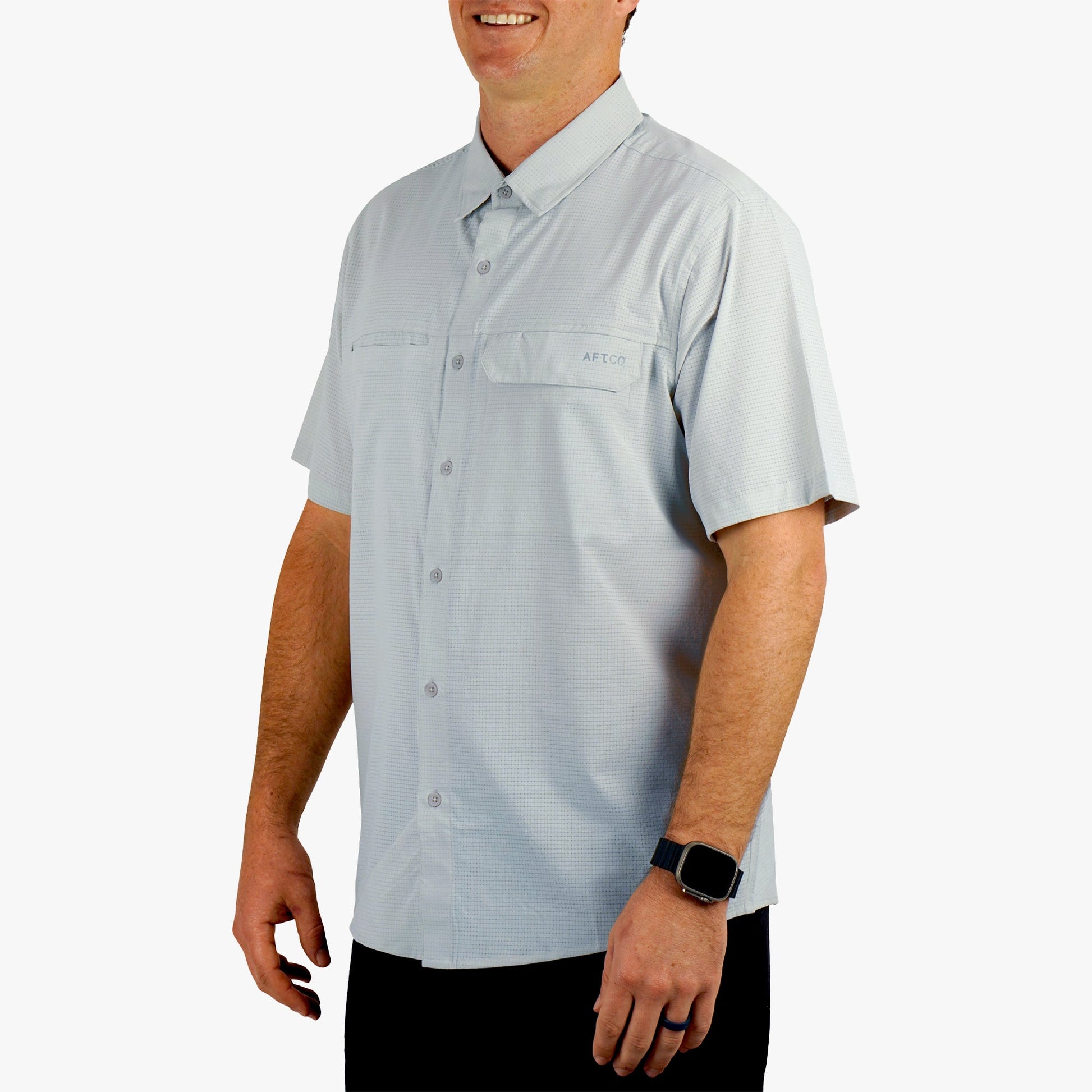 AFTCO Air O Mesh SS Button Down Fishing Shirt Bay Leaf
