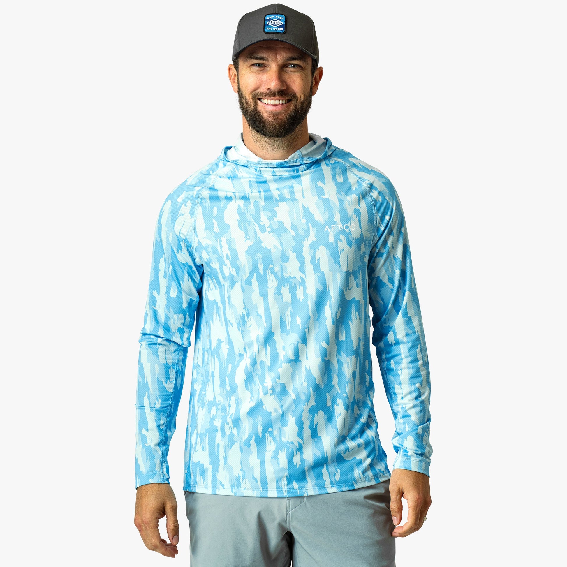 AFTCO Adapt Phase Change Hooded Fishing Shirt Tidal Current Camo
