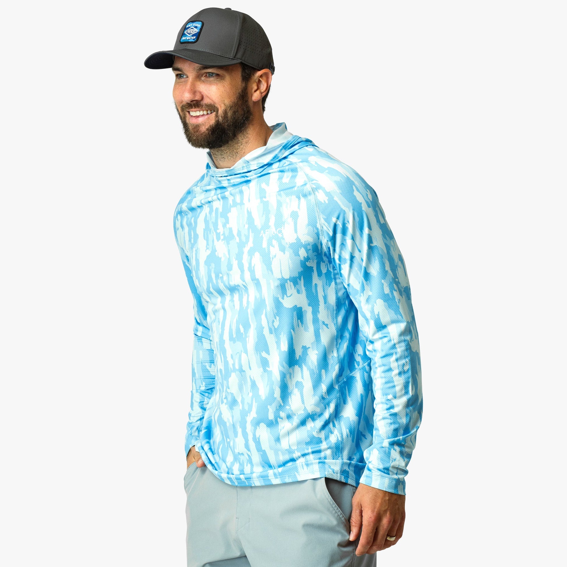 AFTCO Adapt Phase Change Hooded Fishing Shirt Tidal Current Camo