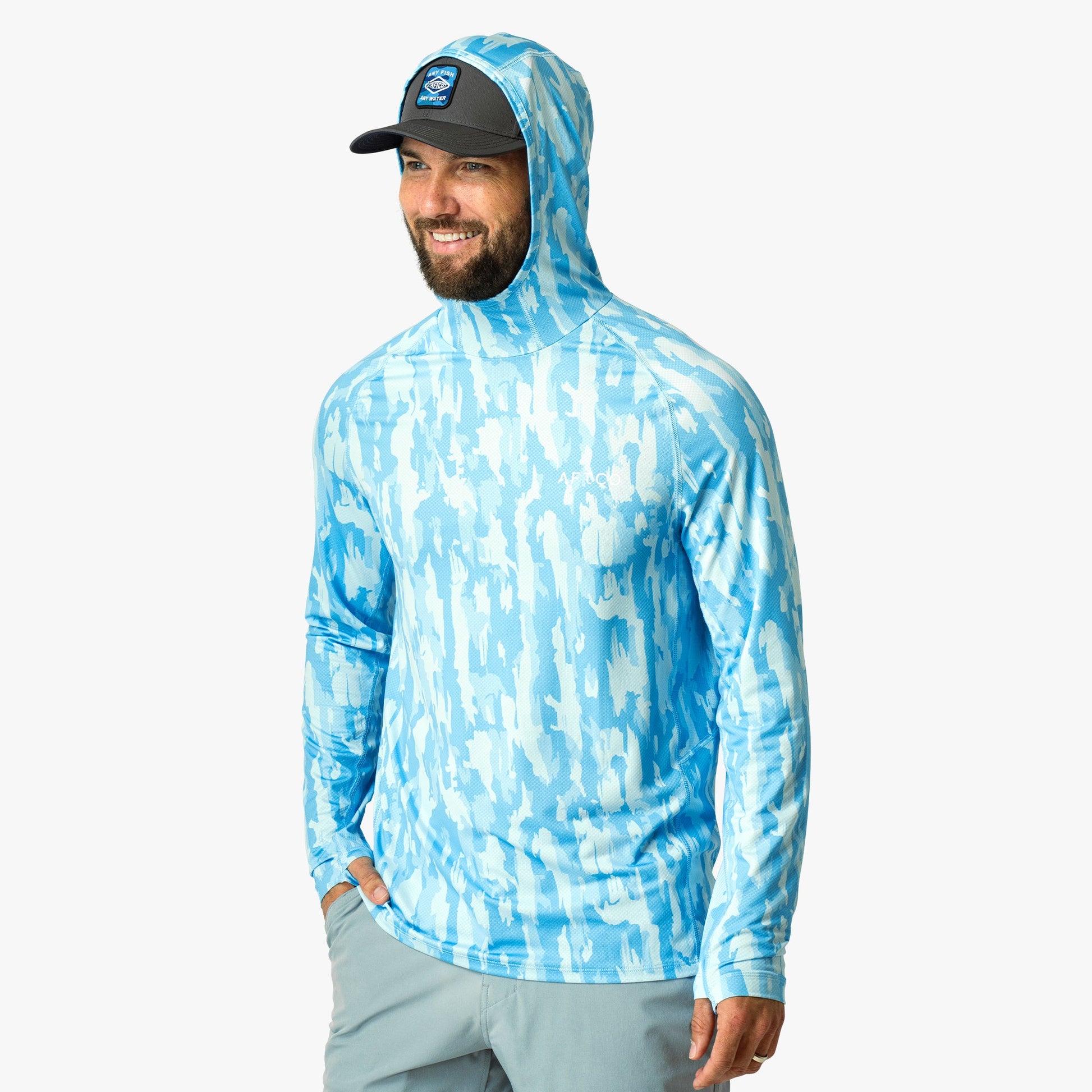 AFTCO Adapt Phase Change Hooded Fishing Shirt Tidal Current Camo