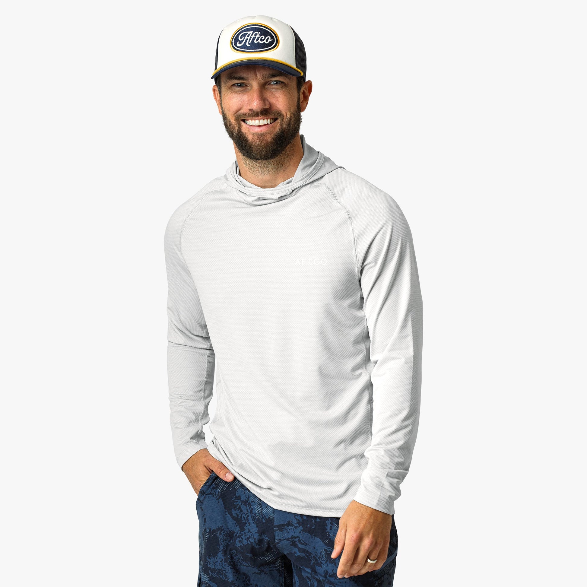 AFTCO Adapt Phase Change Hooded Fishing Shirt Tidal Current Camo
