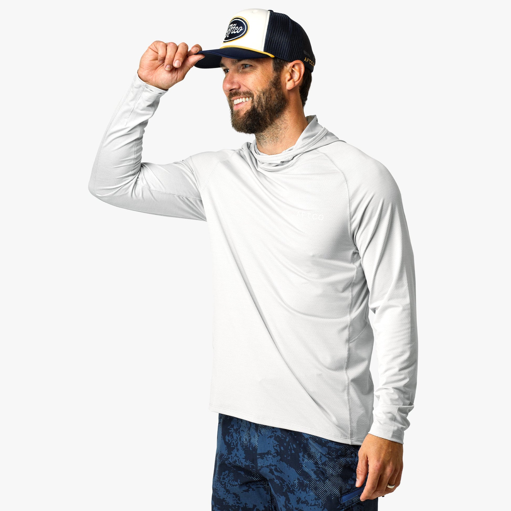 AFTCO Adapt Phase Change Hooded Fishing Shirt Tidal Current Camo