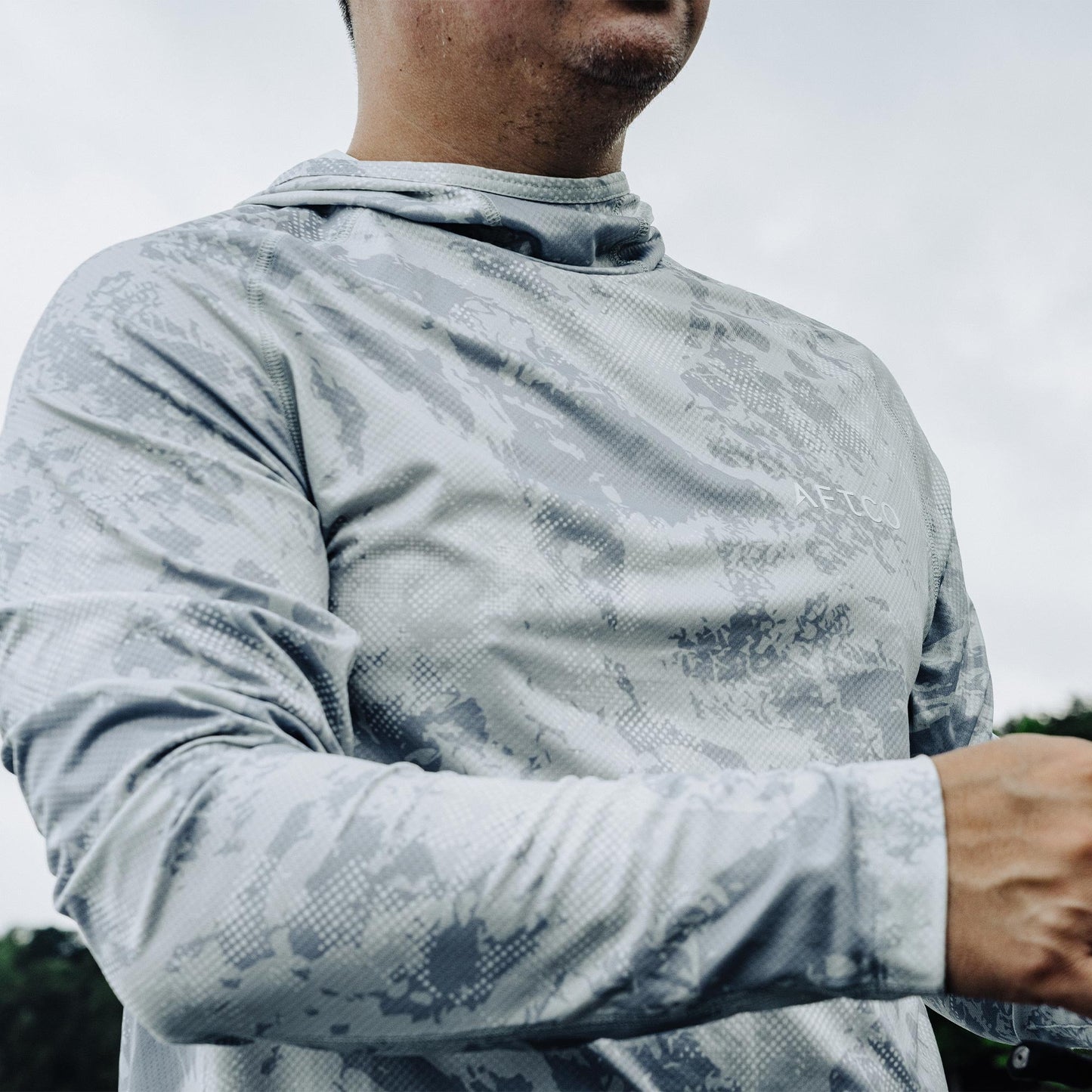 AFTCO Adapt Phase Change Hooded Fishing Shirt Tidal Current Camo