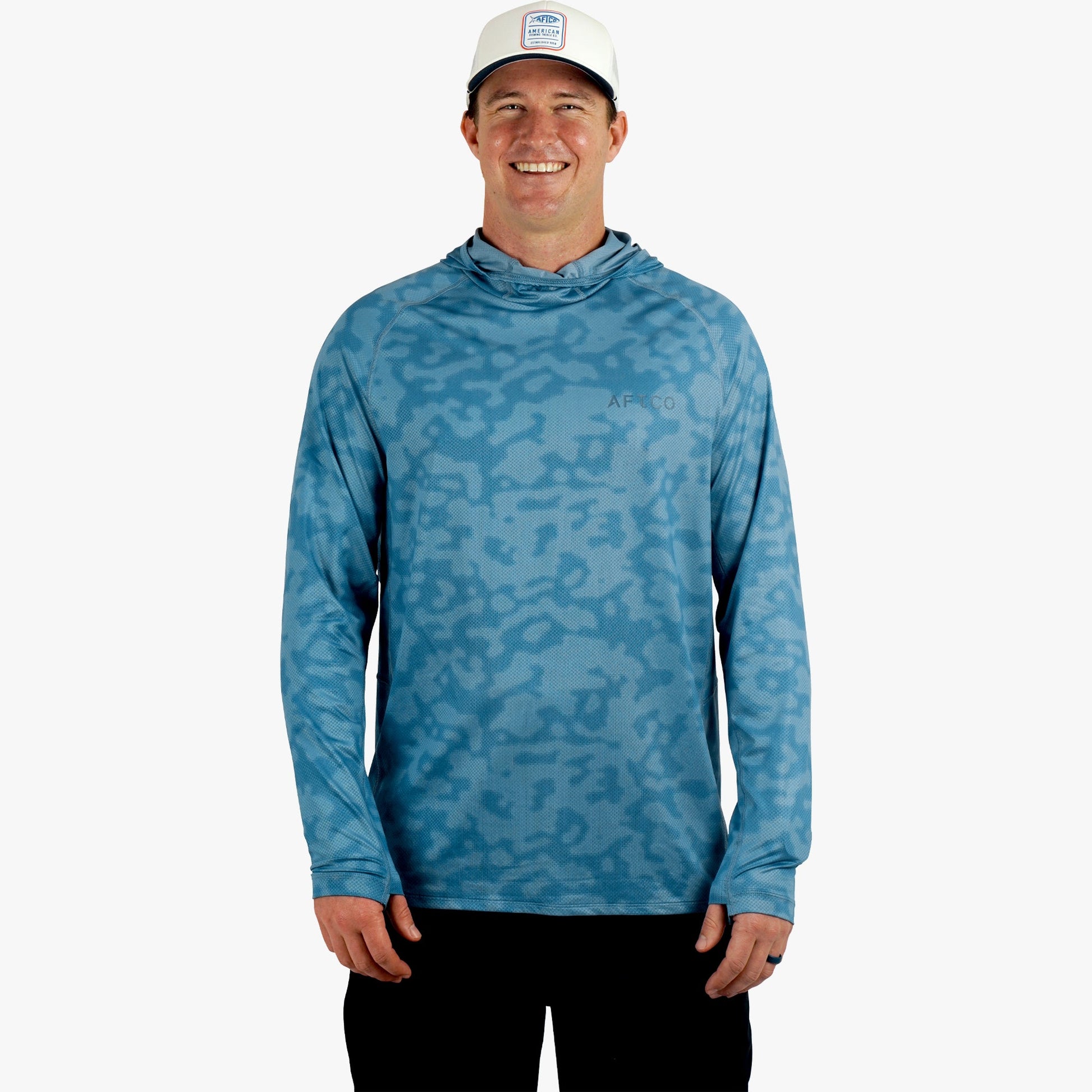 AFTCO Adapt Phase Change Hooded Fishing Shirt Tidal Current Camo