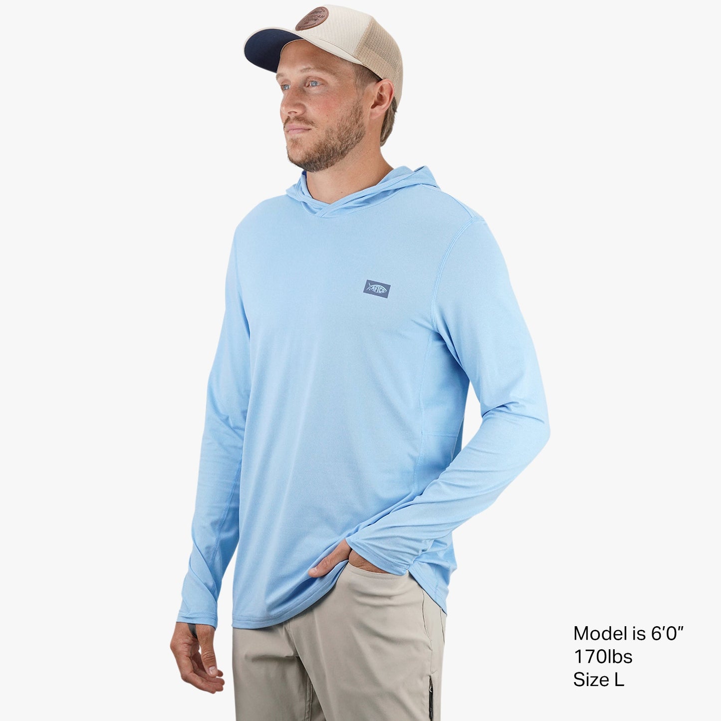 AFTCO Air O Mesh Hooded Fishing Shirt Conch Heather