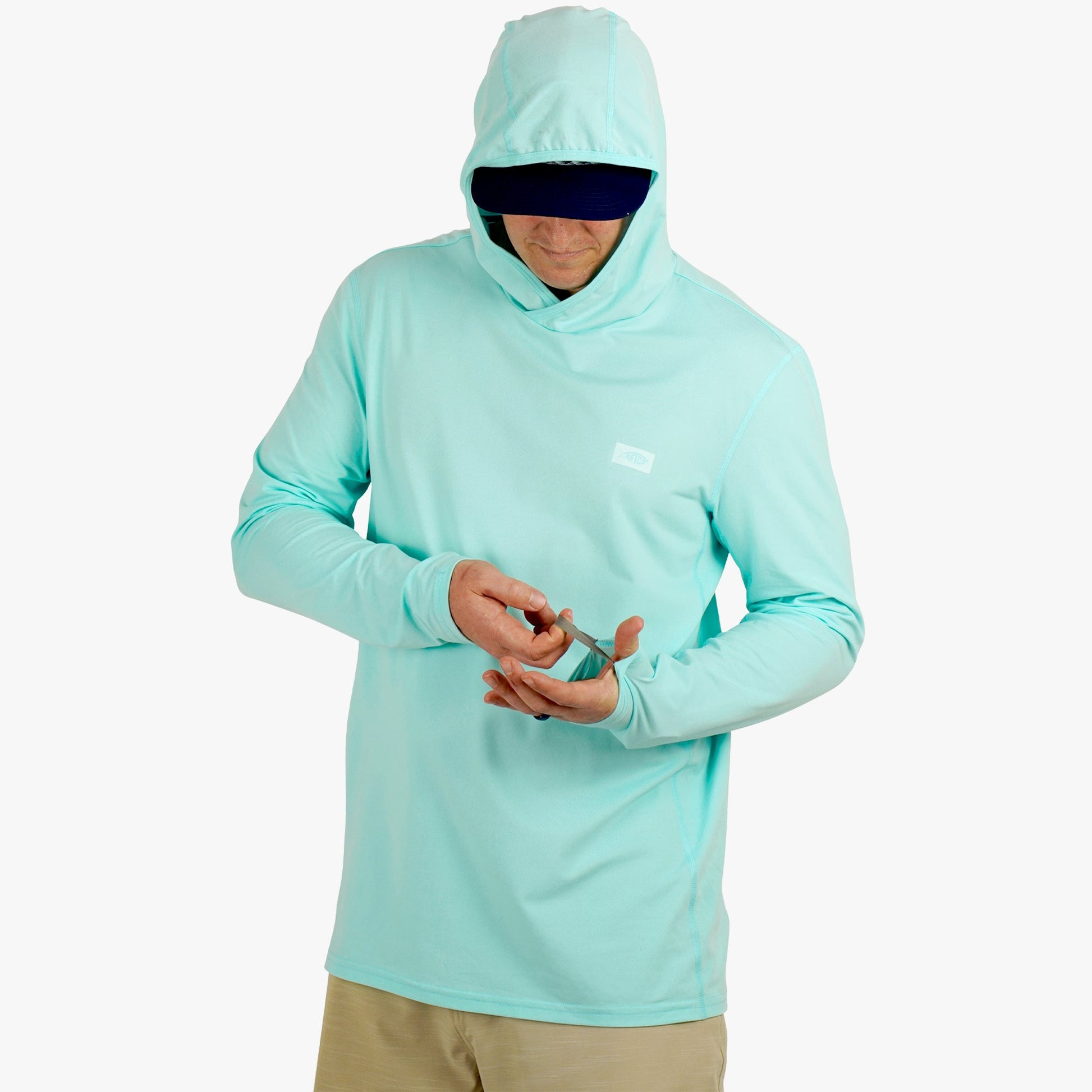 AFTCO Air O Mesh Hooded Fishing Shirt Conch Heather