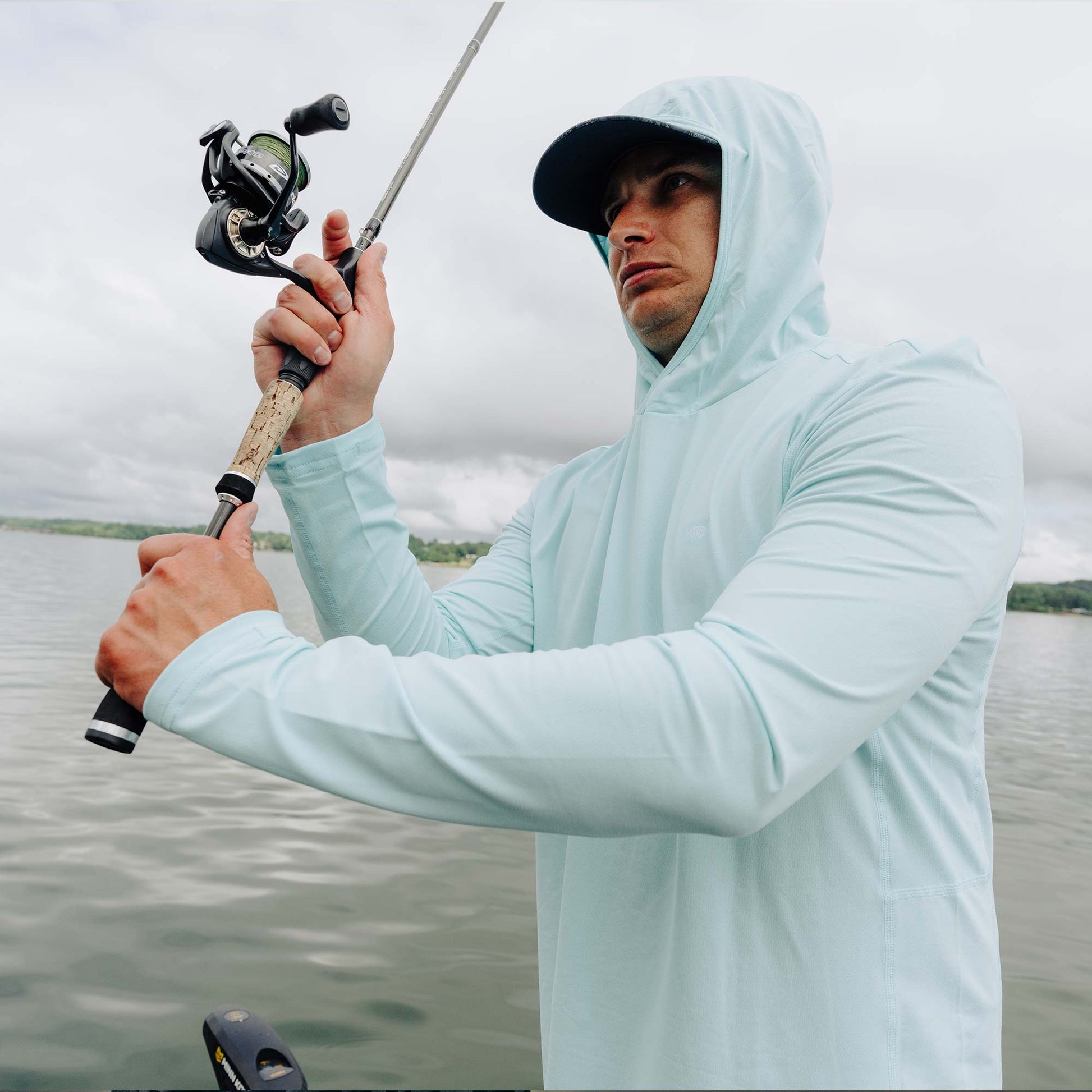 AFTCO Air O Mesh Hooded Fishing Shirt Conch Heather