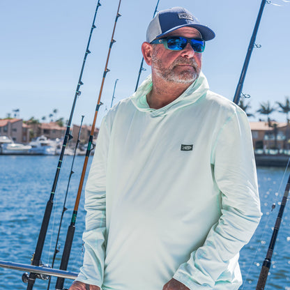 AFTCO Air O Mesh Hooded Fishing Shirt Conch Heather
