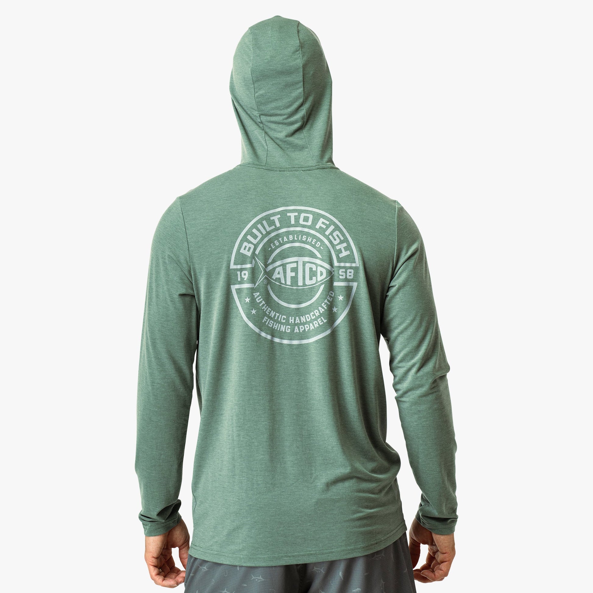 AFTCO Ocean Bound LS UPF Fishing Shirts Duck Green Heather