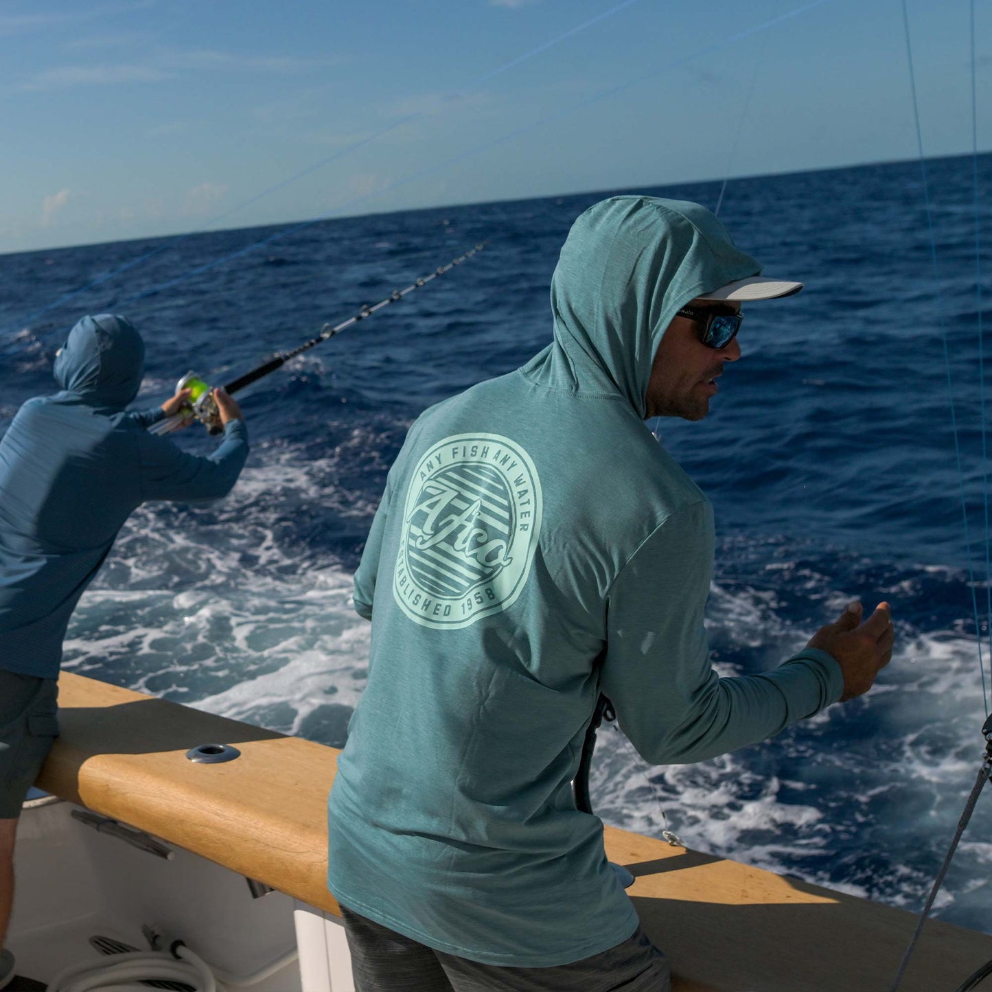 AFTCO Ocean Bound LS UPF Fishing Shirts Duck Green Heather