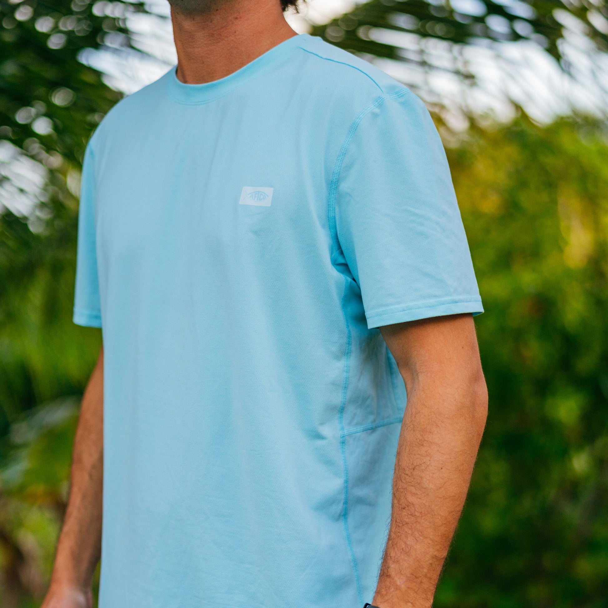 AFTCO Air O Mesh Breathable Fishing Shirt Shoreline Blue Heather